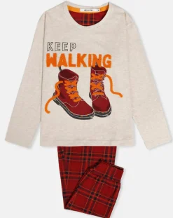 Enfant Admas Pyjama Haut manches longues & Pantalon Yara beige/rouge