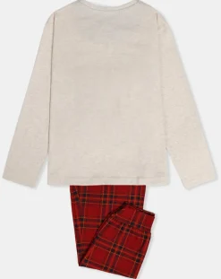 Enfant Admas Pyjama Haut manches longues & Pantalon Yara beige/rouge