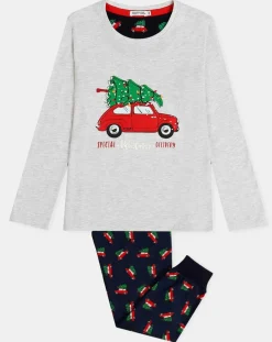 Clearance Admas Pyjama Haut manches longues & Pantalon Shiori gris/bleu marine