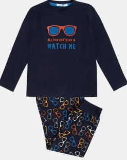 Sale Admas Pyjama Haut manches longues & Pantalon Akio bleu marine