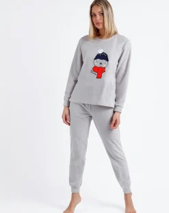 Sale Admas Pyjama micropolaire Good Morning Mouse gris