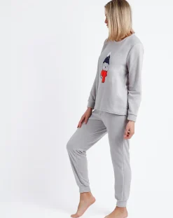 Sale Admas Pyjama micropolaire Good Morning Mouse gris