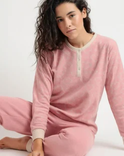 Hot Admas Pyjama patte de boutonnage Love to Love B rose
