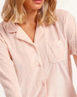 Femme Admas Classic Pyjama T-Shirt Manches Longues & Pantalon rose