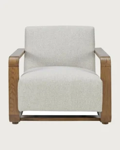 Discount Uniqka Rima - Fauteuil en bois massif chêne et en lin