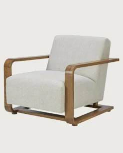 Discount Uniqka Rima - Fauteuil en bois massif chêne et en lin
