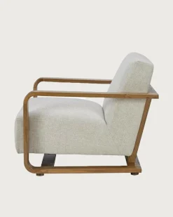Discount Uniqka Rima - Fauteuil en bois massif chêne et en lin
