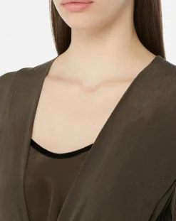 Femme MaxMara Robe 100% Soie Epsilon kaki