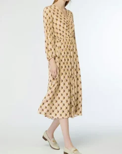 MaxMara Studio Robe 100% Soie Oxalis beige moyen