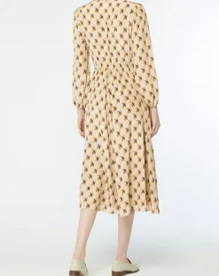 MaxMara Studio Robe 100% Soie Oxalis beige moyen