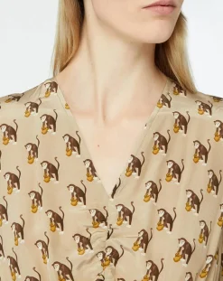 MaxMara Studio Robe 100% Soie Oxalis beige moyen