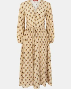 MaxMara Studio Robe 100% Soie Oxalis beige moyen