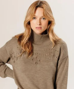 Femme Rodier Robe Aliette ajourée 100% laine beige