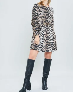 New Manoush Robe Belle de Jour imprimée marron