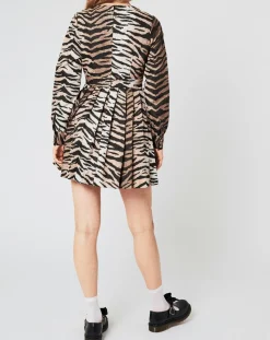 New Manoush Robe Belle de Jour imprimée marron