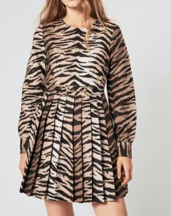 New Manoush Robe Belle de Jour imprimée marron