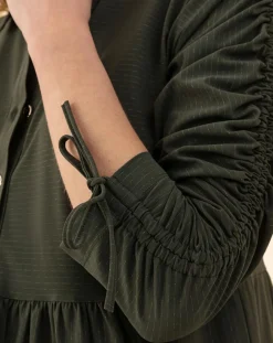 Femme Indies Robe Billy kaki rayure dorée