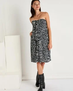 See u Soon Robe bustier Clara imprimée noire