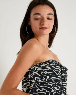 See u Soon Robe bustier Clara imprimée noire