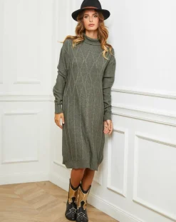 Online Fleur de cachemire Robe Charlotte kaki