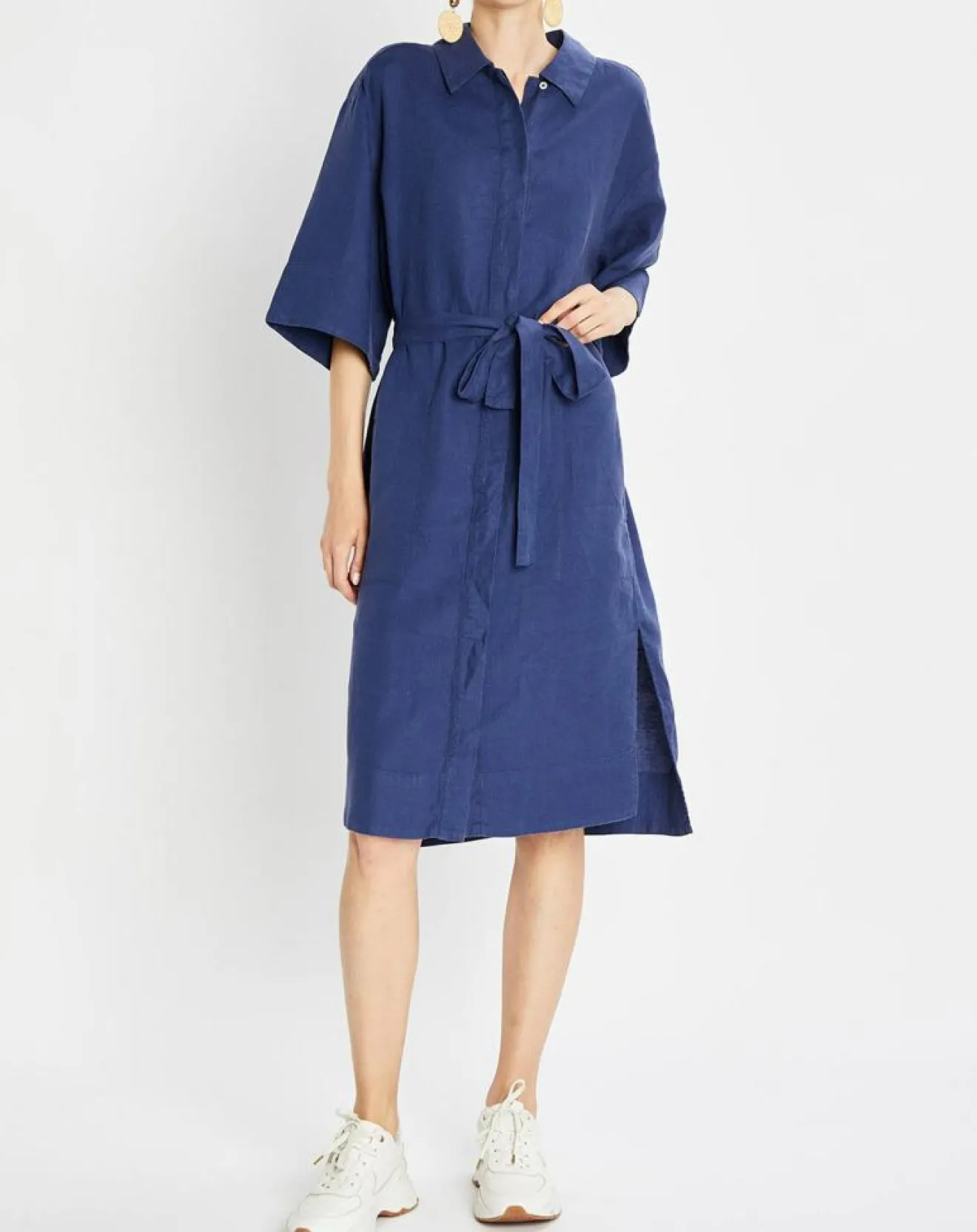Best Marc O'Polo Robe Chemise 100% Lin Mid bleu moyen