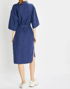 Best Marc O'Polo Robe Chemise 100% Lin Mid bleu moyen