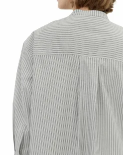 Online Marc O'Polo Robe Chemise Col Mao Rayée Kl gris/blanc