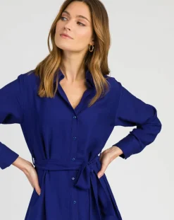 Femme An'ge Robe chemise courte Mira bleu électrique