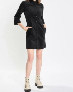 Femme Marc O'Polo Robe Chemise en Velours lisse noire