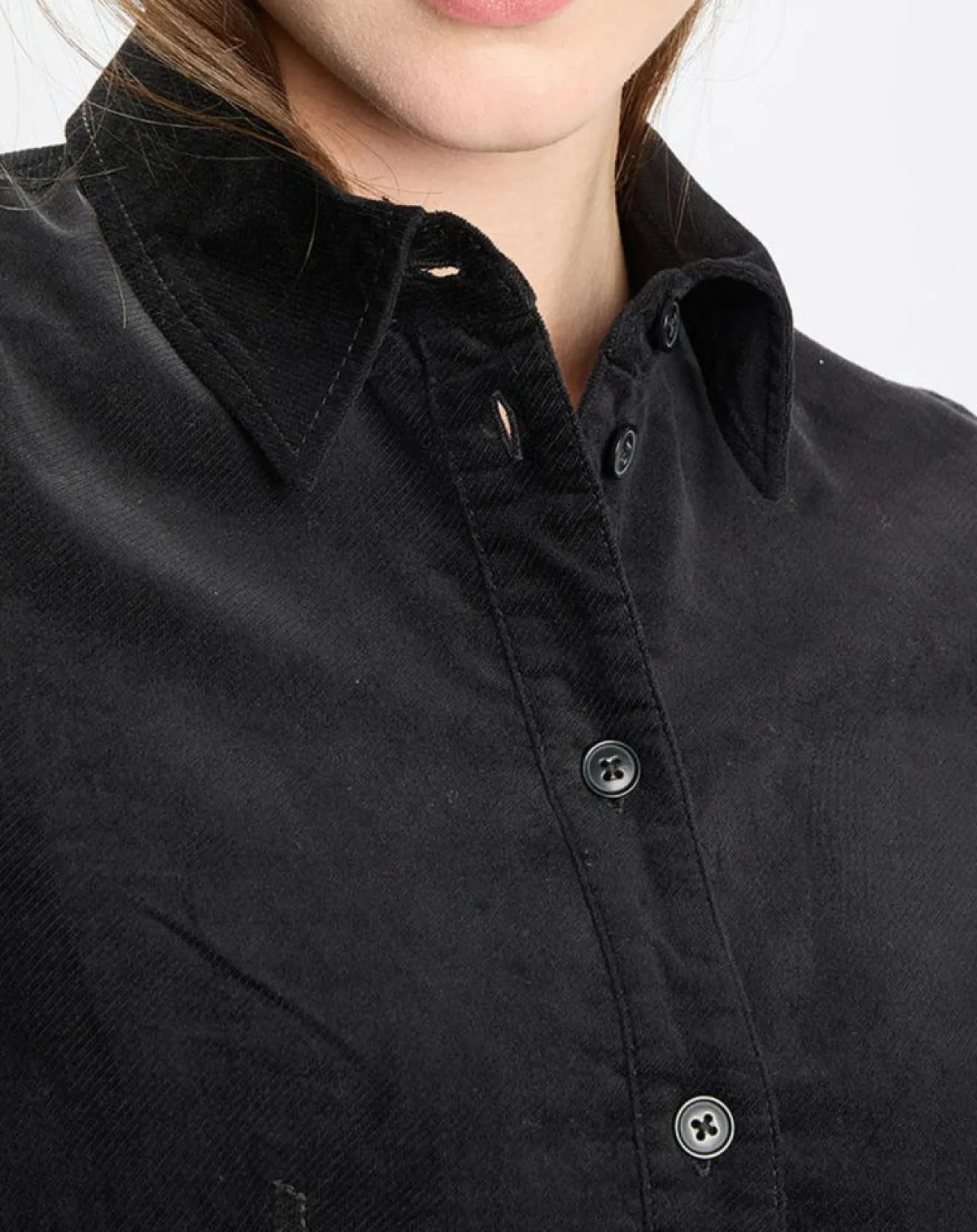 Femme Marc O'Polo Robe Chemise en Velours lisse noire