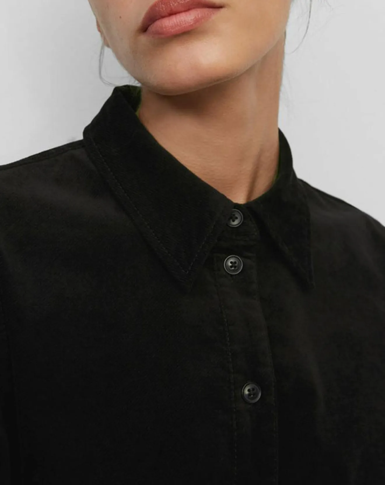 Femme Marc O'Polo Robe Chemise en Velours lisse noire