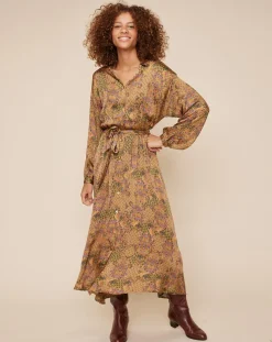 Hot Louizon Robe chemise Zélie imprimée camel