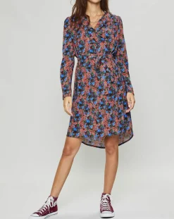 Femme Suncoo Robe Cidjie imprimée bleu/marron