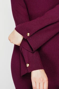 Femme C&Jo Robe col montant bordeaux