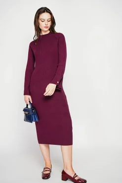 Femme C&Jo Robe col montant bordeaux