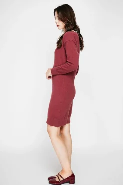 Femme C&Jo Robe col perle bordeaux