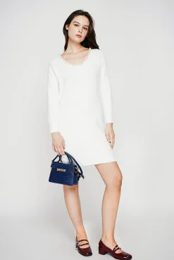 Femme C&Jo Robe col perle naturel