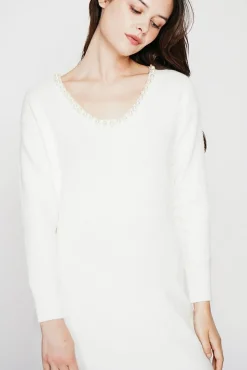 Femme C&Jo Robe col perle naturel