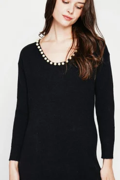 Femme C&Jo Robe col perle noir