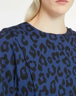 Discount Galeries Lafayette Robe court en Coton bio Clara imprimé léopard bleu/noir