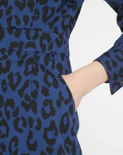 Discount Galeries Lafayette Robe court en Coton bio Clara imprimé léopard bleu/noir