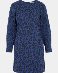 Discount Galeries Lafayette Robe court en Coton bio Clara imprimé léopard bleu/noir