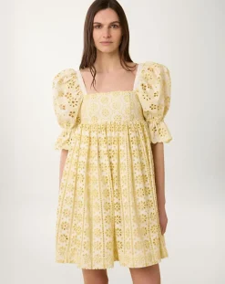 Femme Manoush Robe courte Broderie blanc/jaune