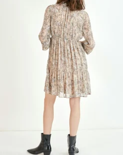 Clearance Suncoo Robe courte Cali lurex imprimée beige