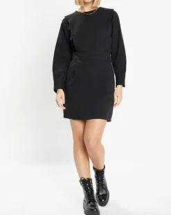 Femme Galeries Lafayette Robe courte en Coton bio Clara unie noire