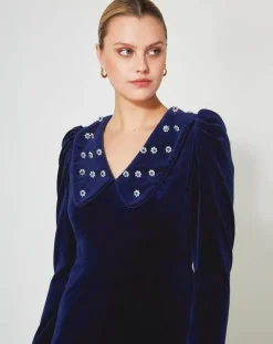 Femme Manoush Robe courte en Velours Princesse encre