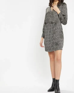 Sale Galeries Lafayette Robe courte portefeuille Carlotta imprimé fantaisie noir/écru