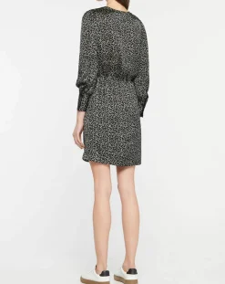 Sale Galeries Lafayette Robe courte portefeuille Carlotta imprimé fantaisie noir/écru