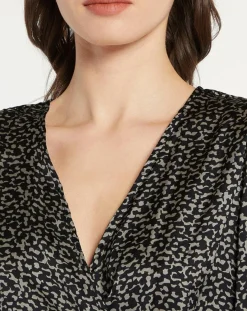 Sale Galeries Lafayette Robe courte portefeuille Carlotta imprimé fantaisie noir/écru