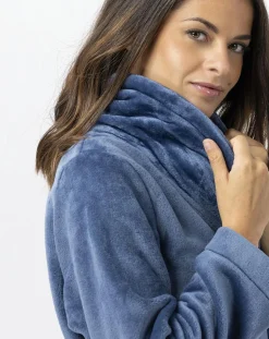Femme Le Chat Robe de chambre en peluche flanelle Essentiel prusse